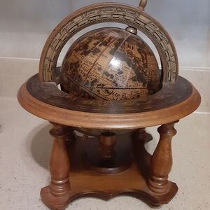 Vintage Horscope Wooden World Globe